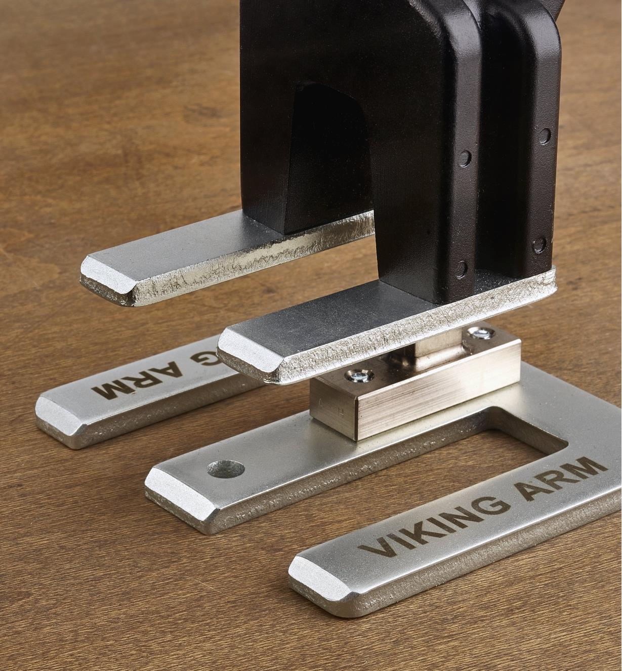 A close view of the Viking Arm assembly jack lift bars, showing the bevelled edges