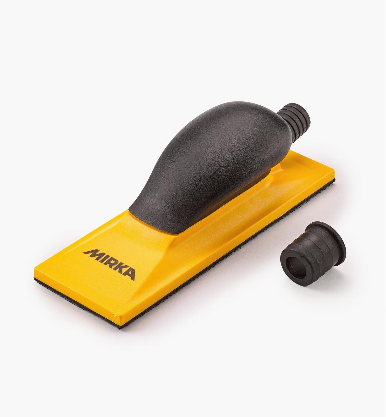 08K3163 - Yellow Grip Faced 22-Hole Hand-Sanding Vacuum Block (70mm × 198mm)
