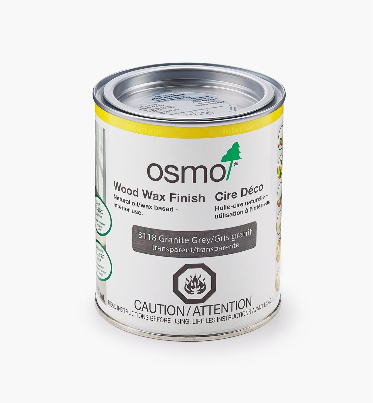 27K2761 - Osmo 3118 Granite Gray Wood Wax Finish, 750ml (25.5 fl oz)