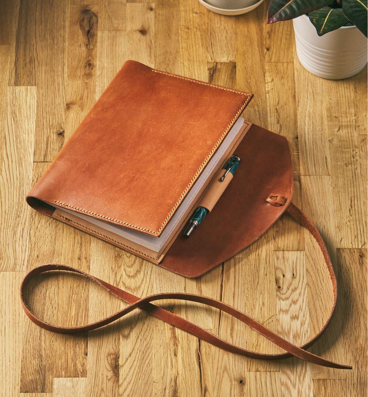 An example of the completed leather journal cover
