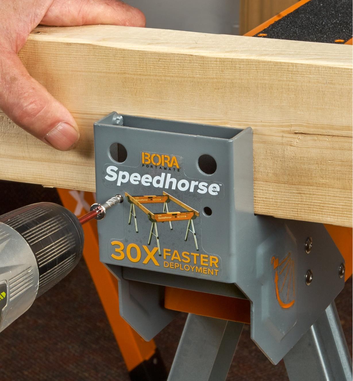 A board screwed into place on a Speedhorse