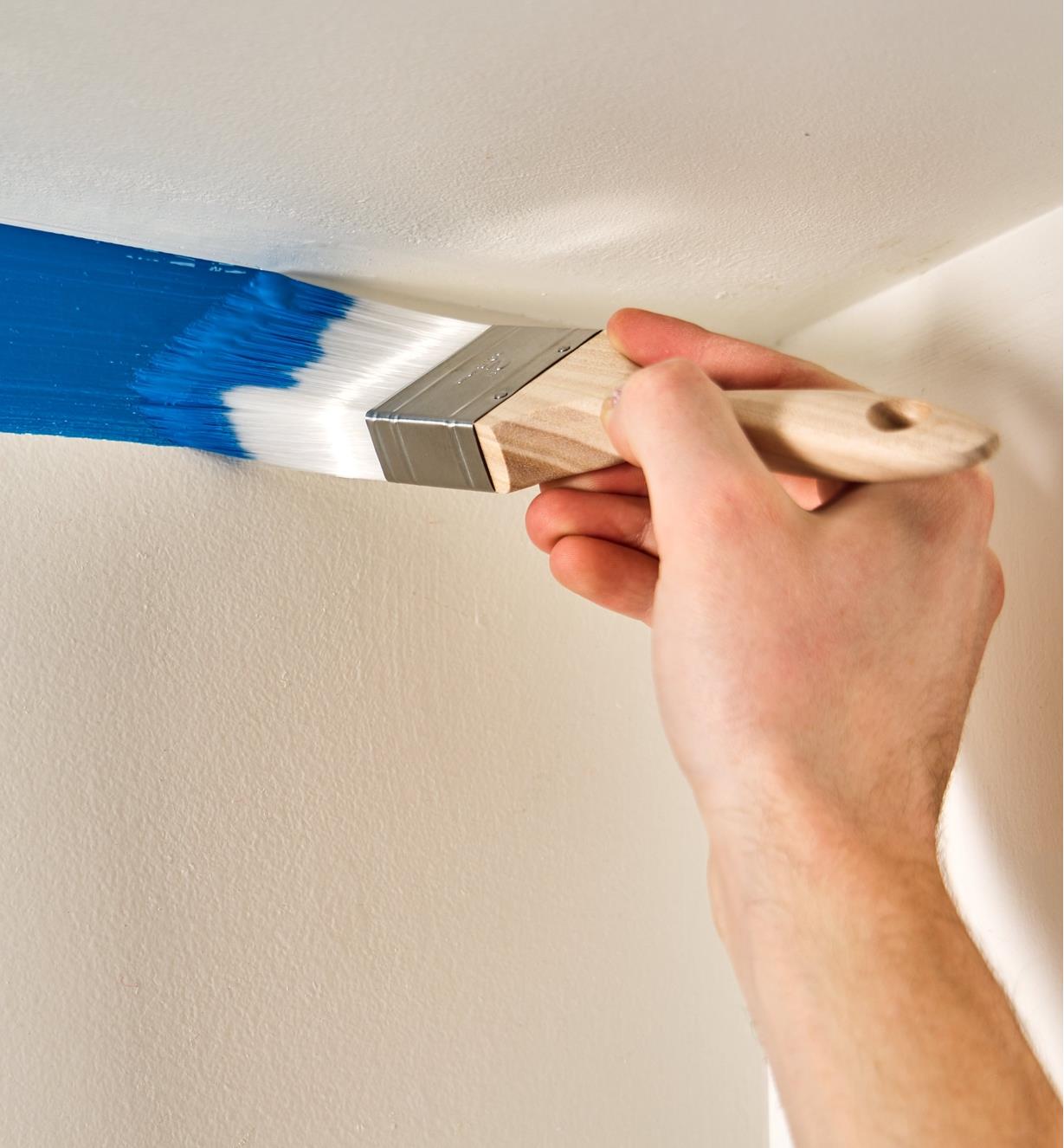 Cutting in a paint line to a ceiling using the 2" chiselled wedge brush