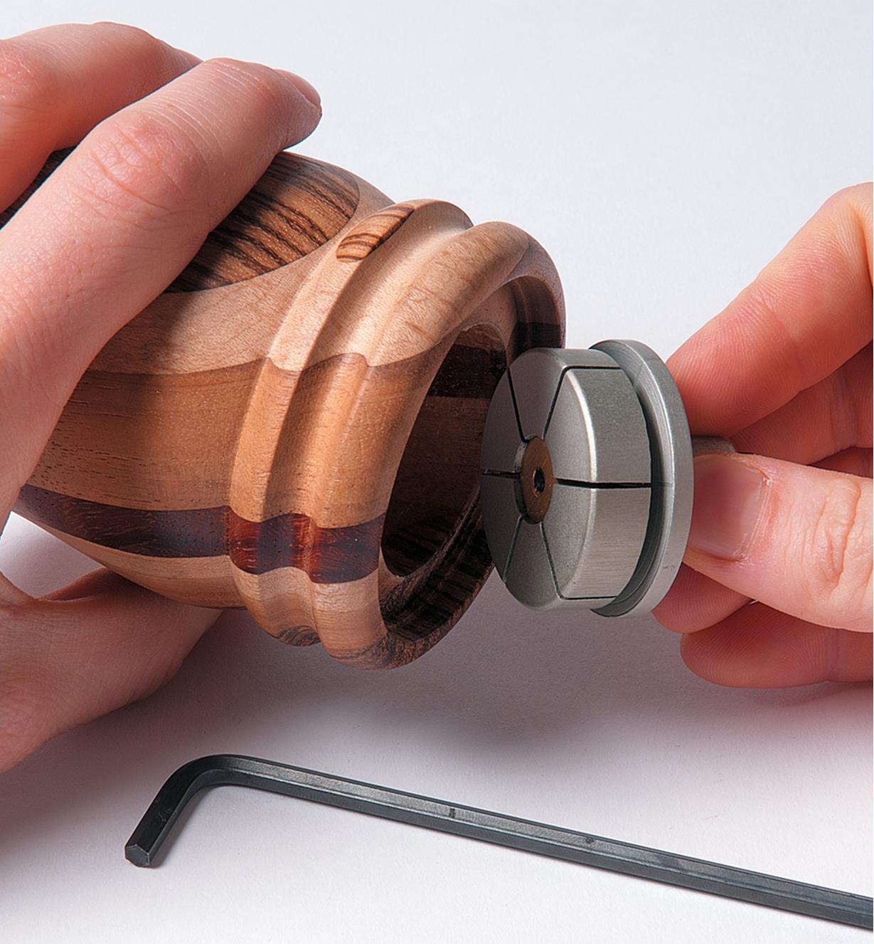 Fitting a collet into a recess in a wooden project