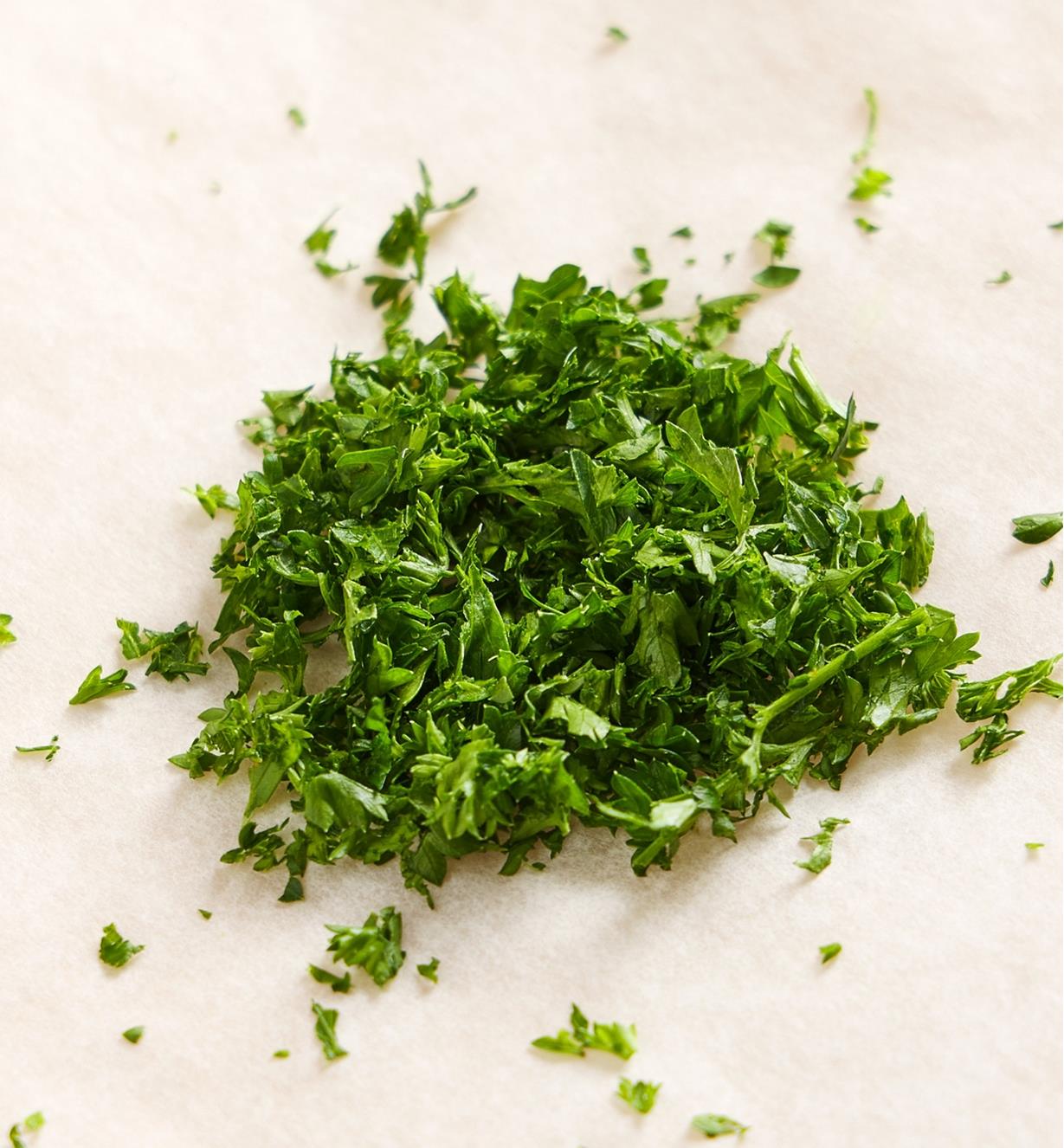 A pile of finely chopped herbs