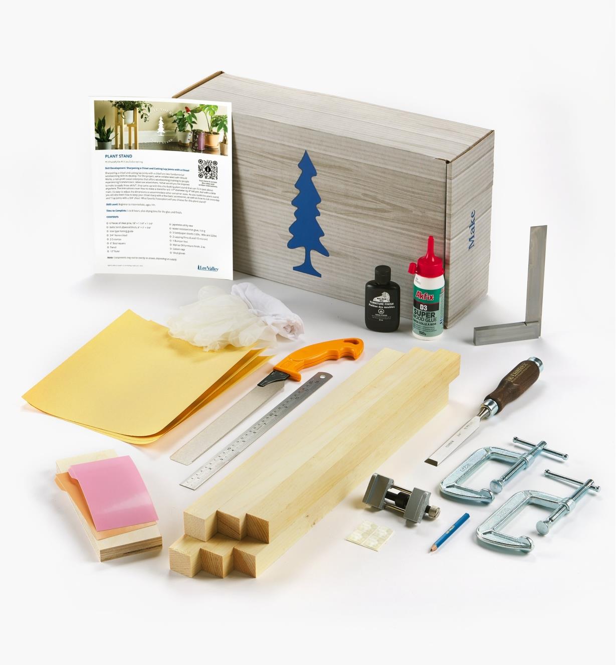 Components of the MIY plant stand kit
