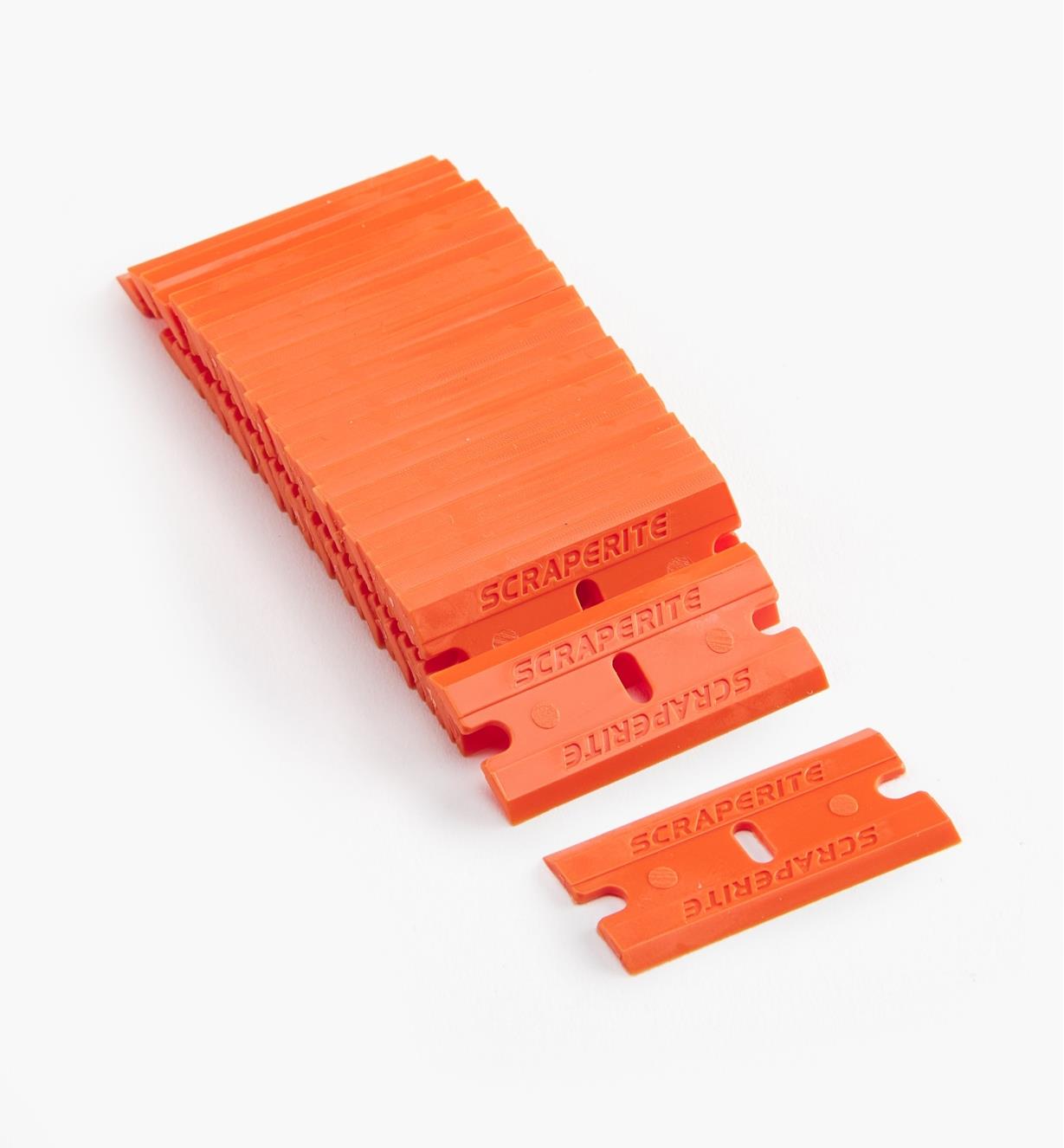 86K0351 - Straight-Edge Orange Plastic Razor Blades, pkg. of 30