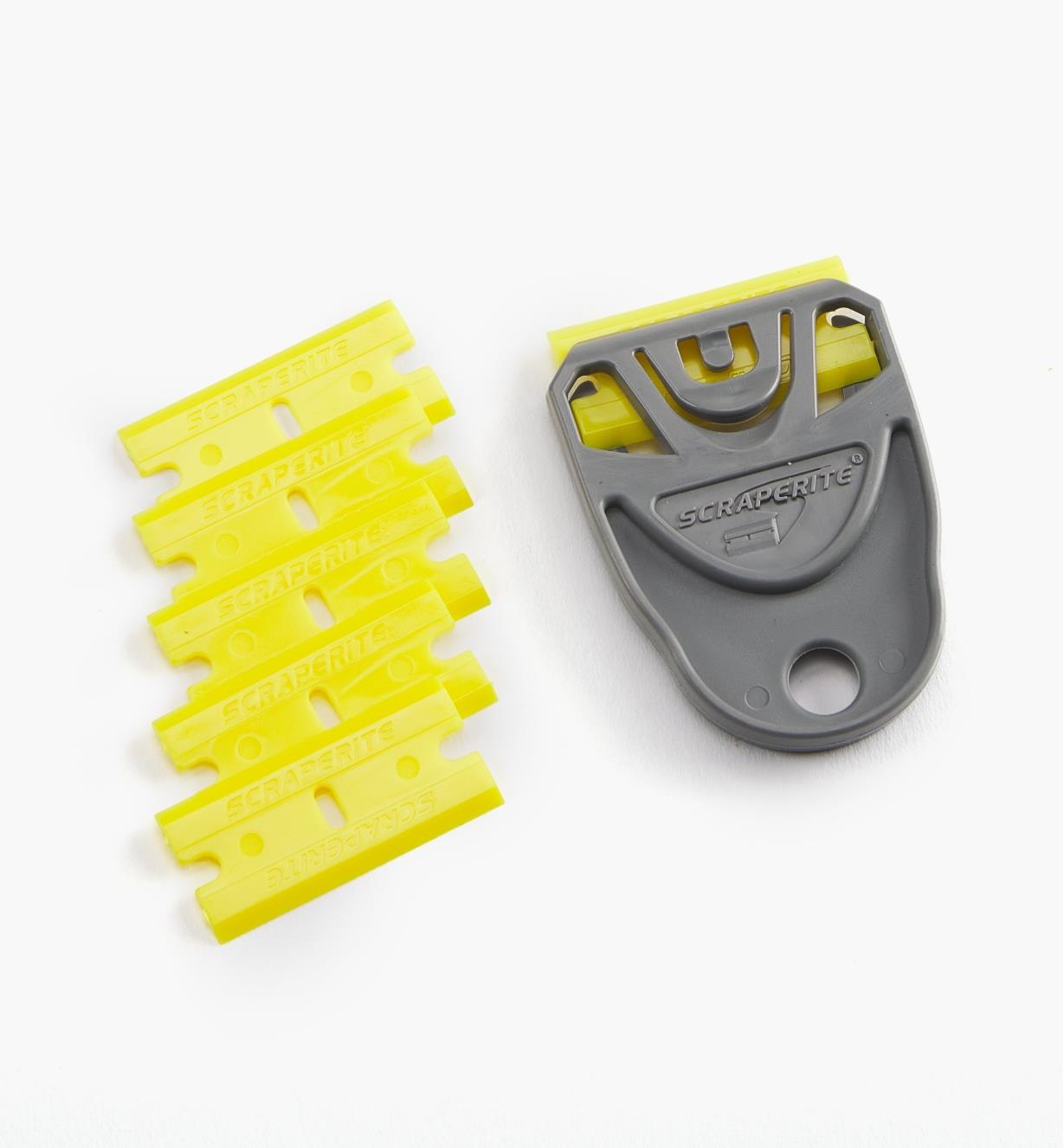 86K0360 - Small Holder & 6 Yellow Plastic Razor Blades
