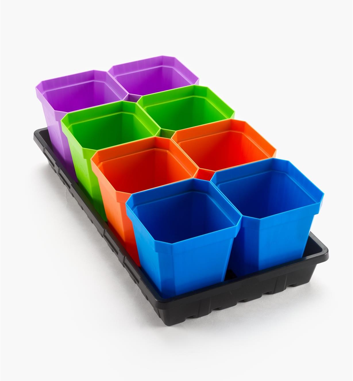 AA681 - 8- Pack of 5" Multicolor Pots with Propagation Tray