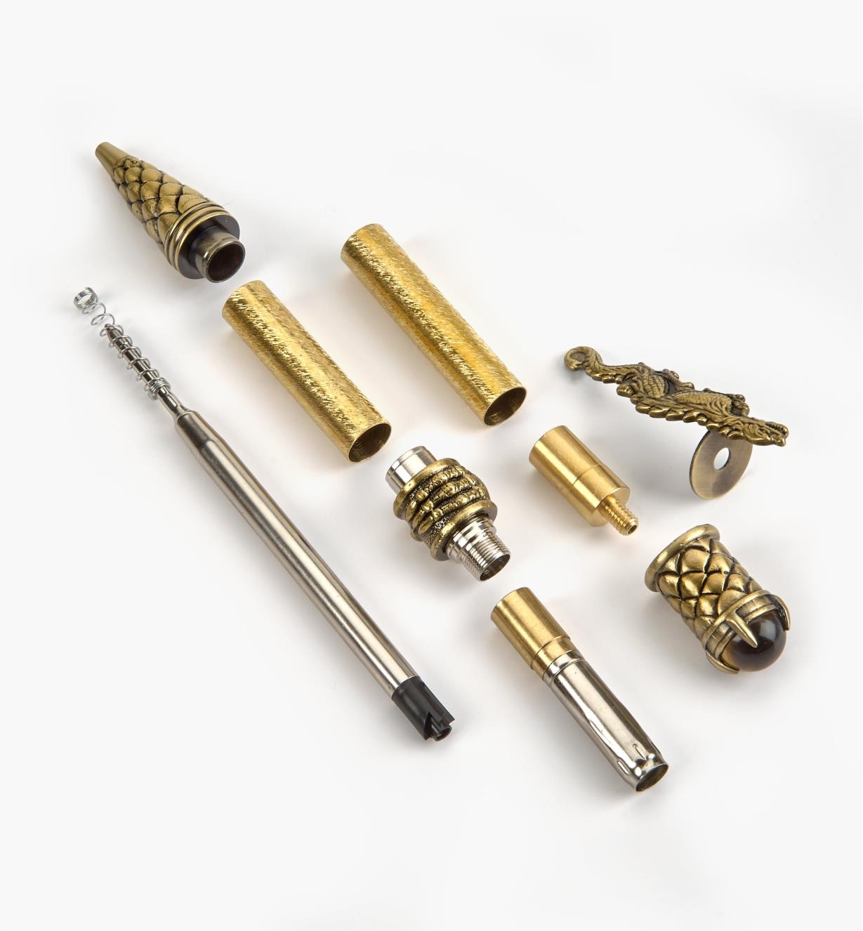 88K8889 - Dragon Ballpoint Twist Pen, Antique Brass