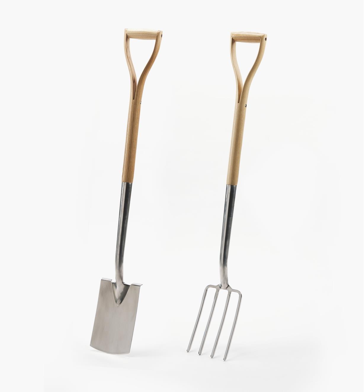 PG162 - Stainless-Steel Wood-Handled Digging Spade & Fork