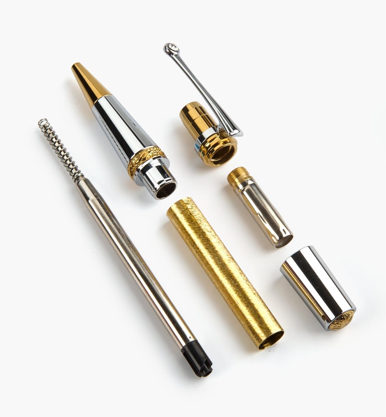 88K8870 - Majestic Squire Ballpoint Twist Pen, Titanium-Gold & Chrome
