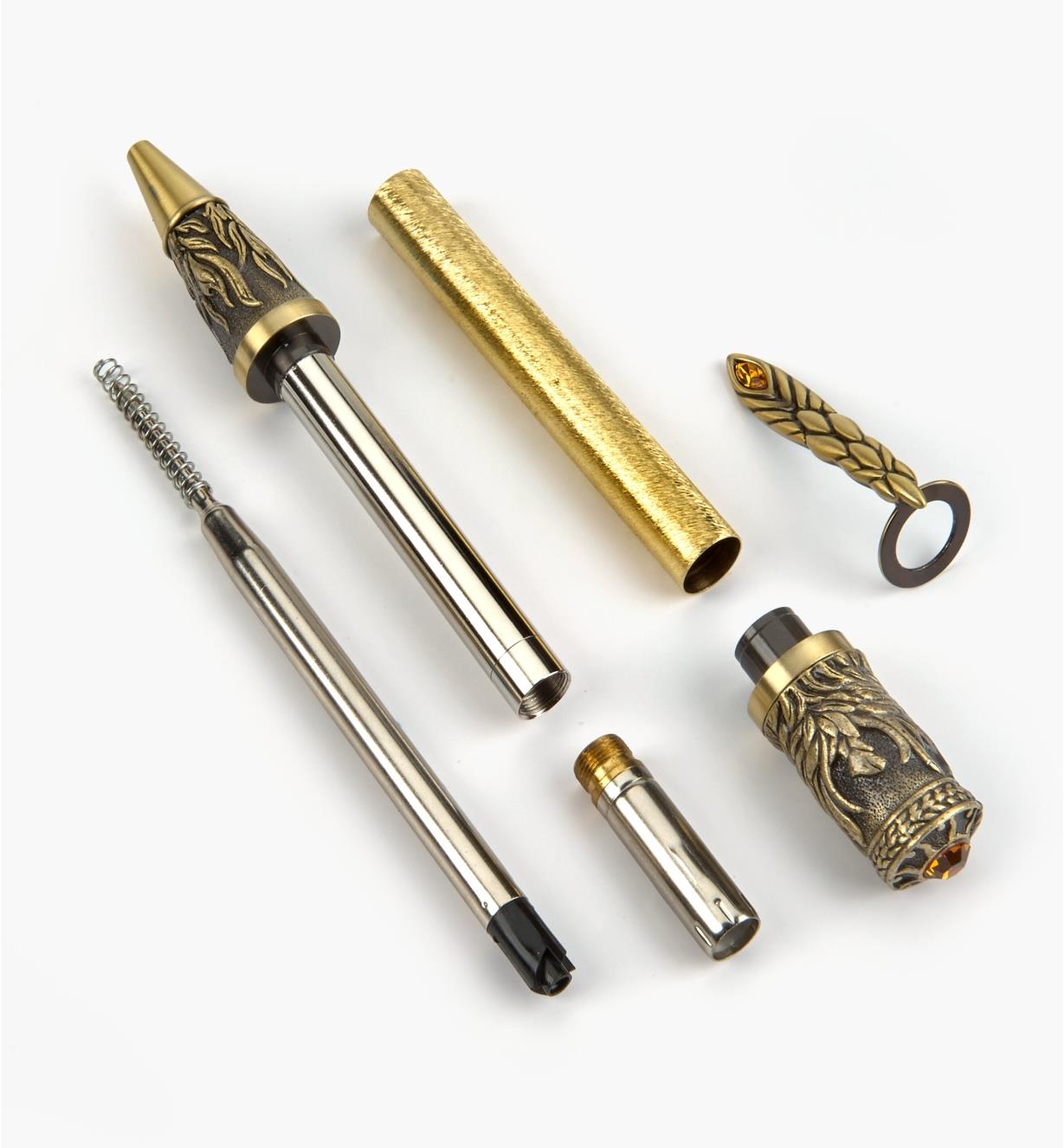 88K8908 - Phoenix Rising Ballpoint Twist Pen, Antique Brass