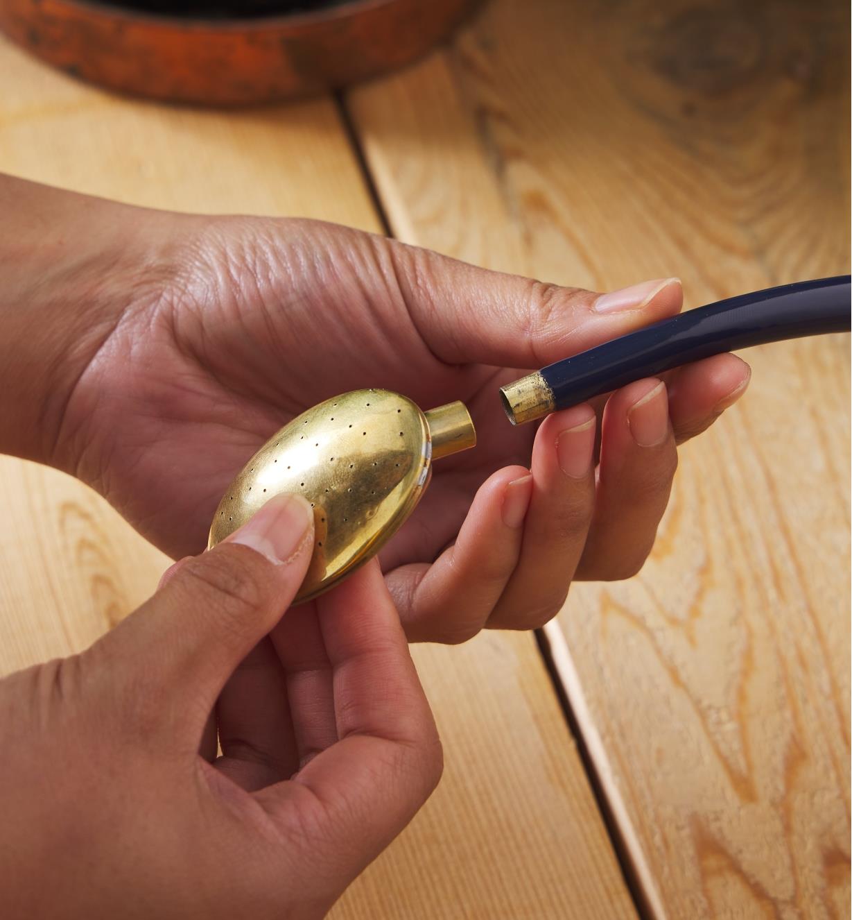 Removing the brass rose from the Haws British blue watering can