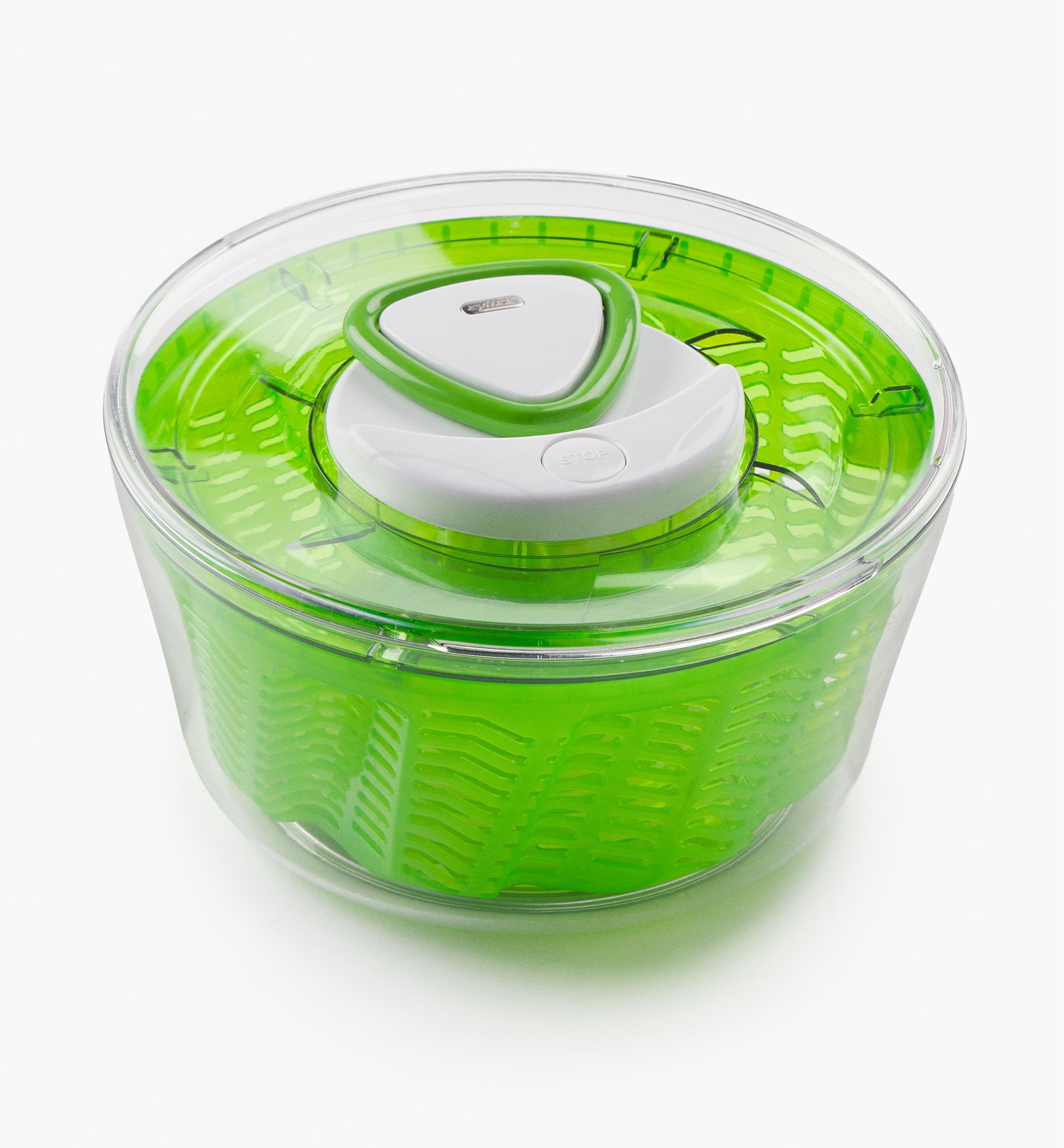Zyliss Easy Spin Salad Spinner with Lid Handle, Large, Green, BPA