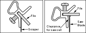 Set at 45 degrees for filing cabinet scrapers or Scraping Plane blades.